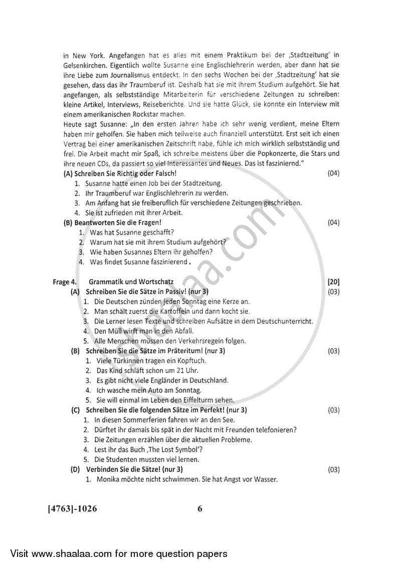 German 2014-2015 - B.Com. - 1st Year (FYBcom) - University of Pune question paper with PDF download