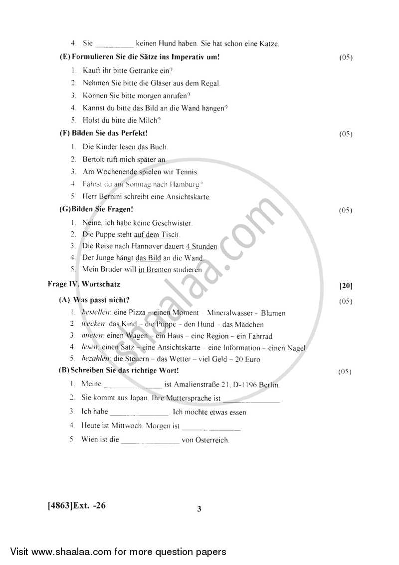 German 2015-2016 - B.Com. - 1st Year (FYBcom) - University of Pune question paper with PDF download