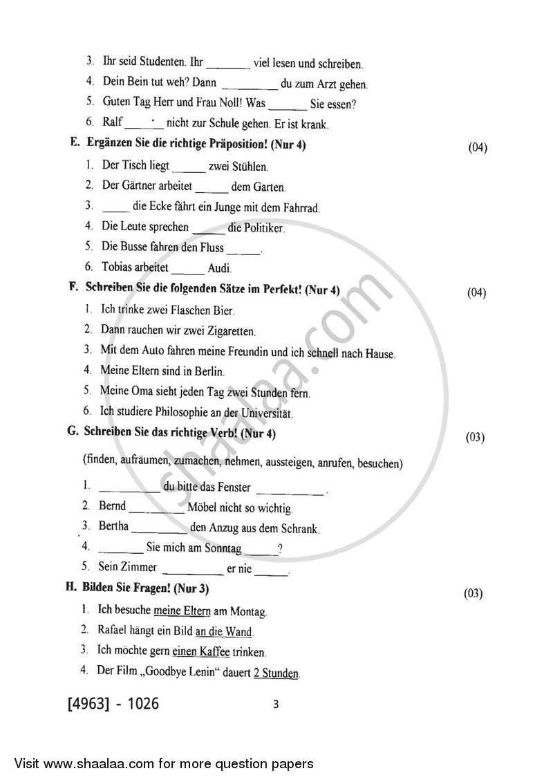 German 2015-2016 - B.Com. - 1st Year (FYBcom) - University of Pune question paper with PDF download