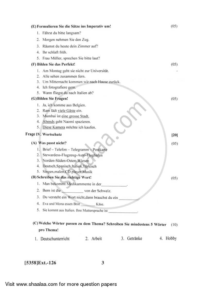 German 2017-2018 - B.Com. - 1st Year (FYBcom) - University of Pune question paper with PDF download