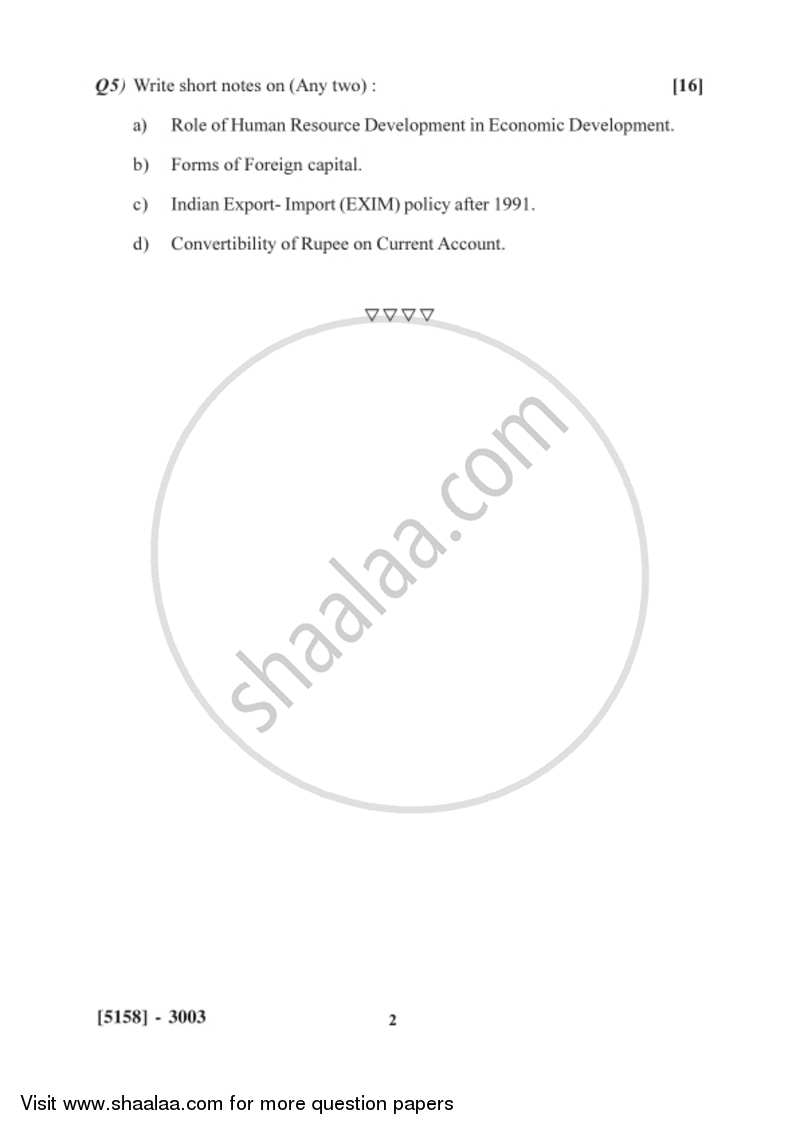 Indian and Global Economic Development 2016-2017 - B.Com. - 3rd Year (TYBcom) - University of Pune question paper with PDF download