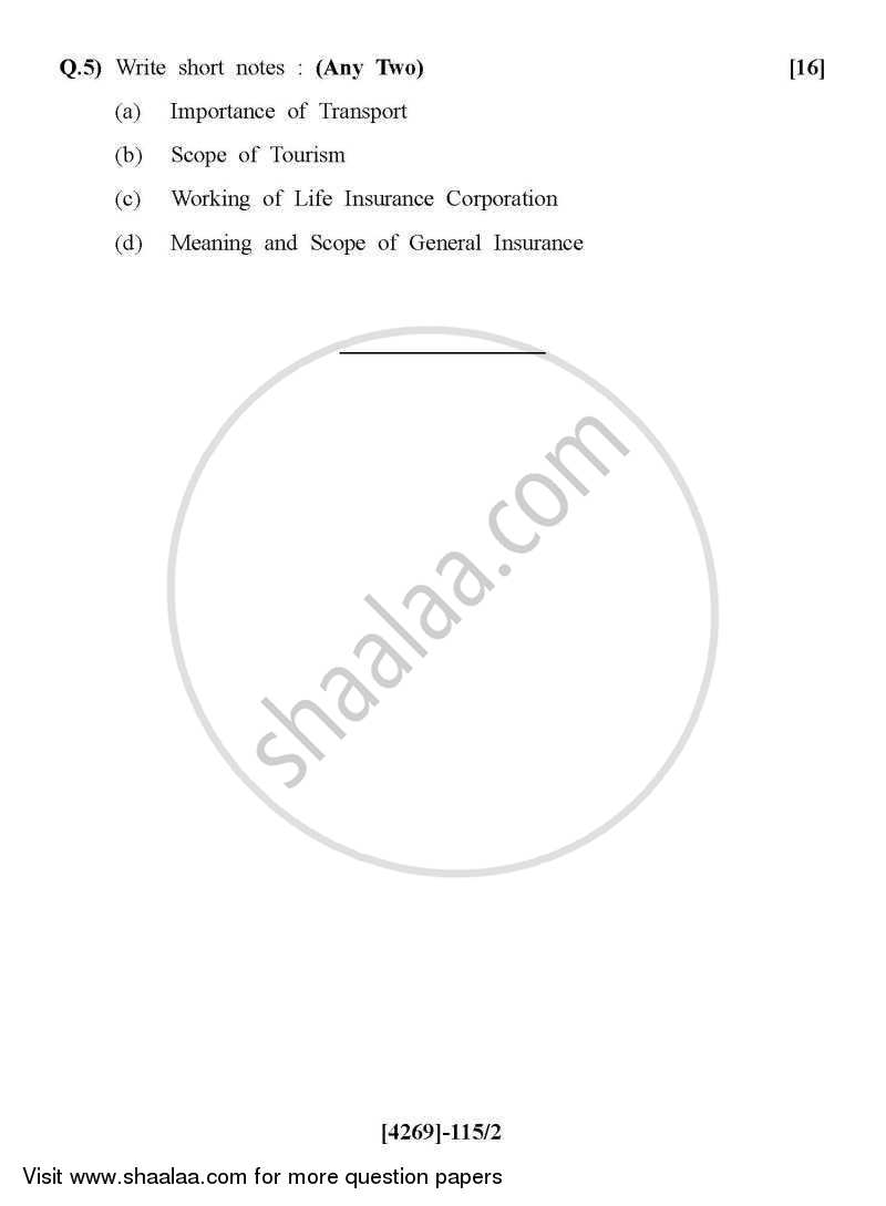 Insurance and Transport 2012-2013 - B.Com. - 1st Year (FYBcom) - University of Pune question paper with PDF download