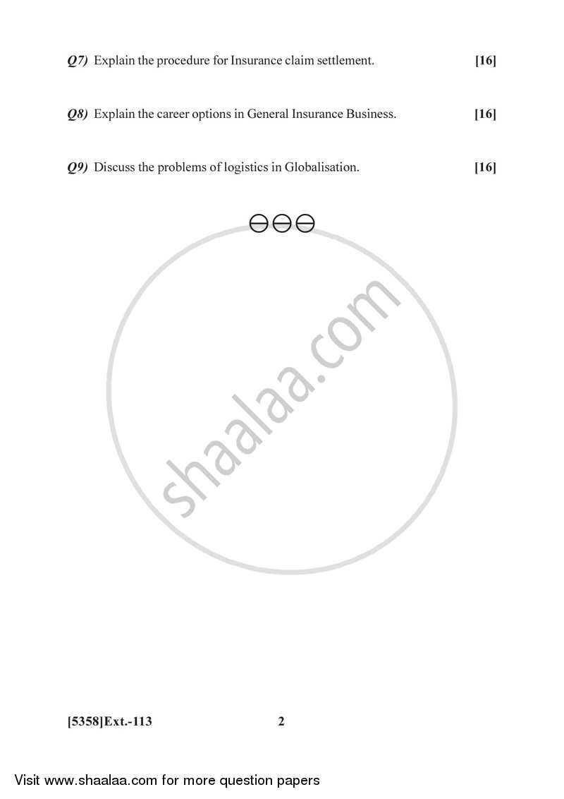 Insurance and Transport 2017-2018 - B.Com. - 1st Year (FYBcom) - University of Pune question paper with PDF download