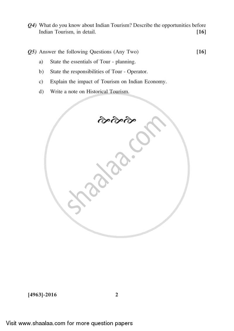 Insurance, Transport and Tourism 1 2015-2016 - B.Com. - 2nd Year (SYBcom) - University of Pune question paper with PDF download