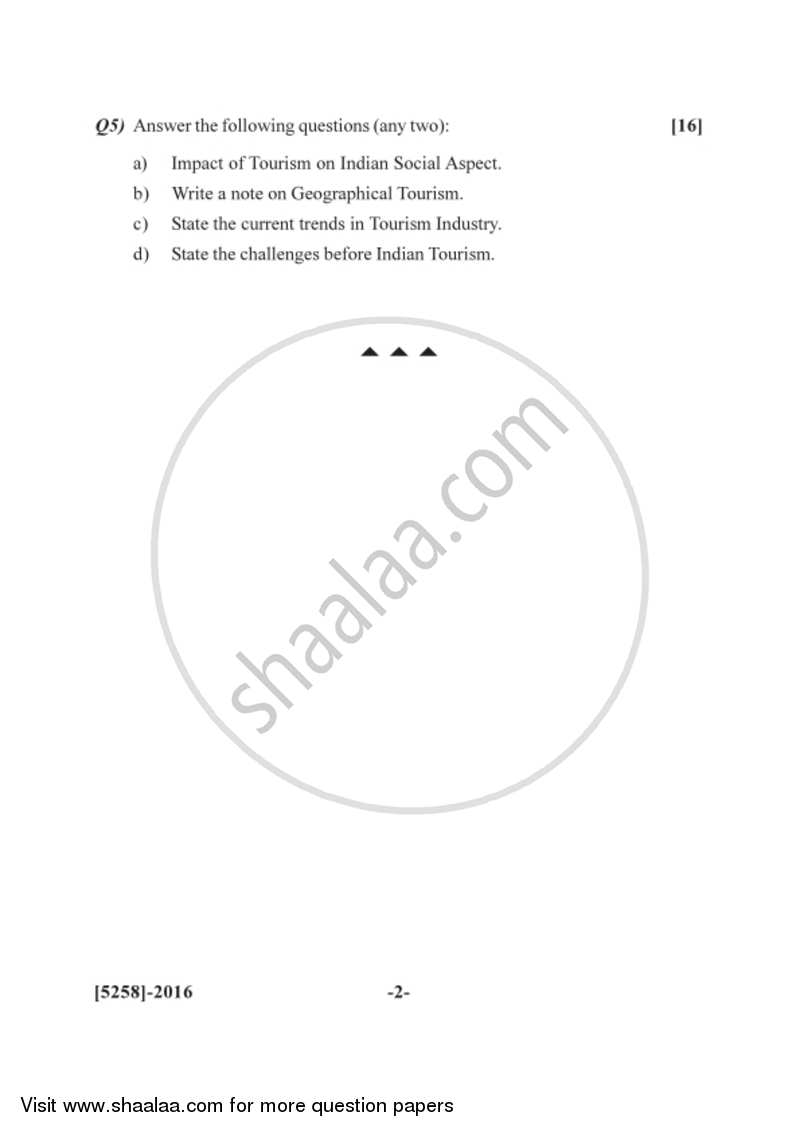 Insurance, Transport and Tourism 1 2017-2018 - B.Com. - 2nd Year (SYBcom) - University of Pune question paper with PDF download