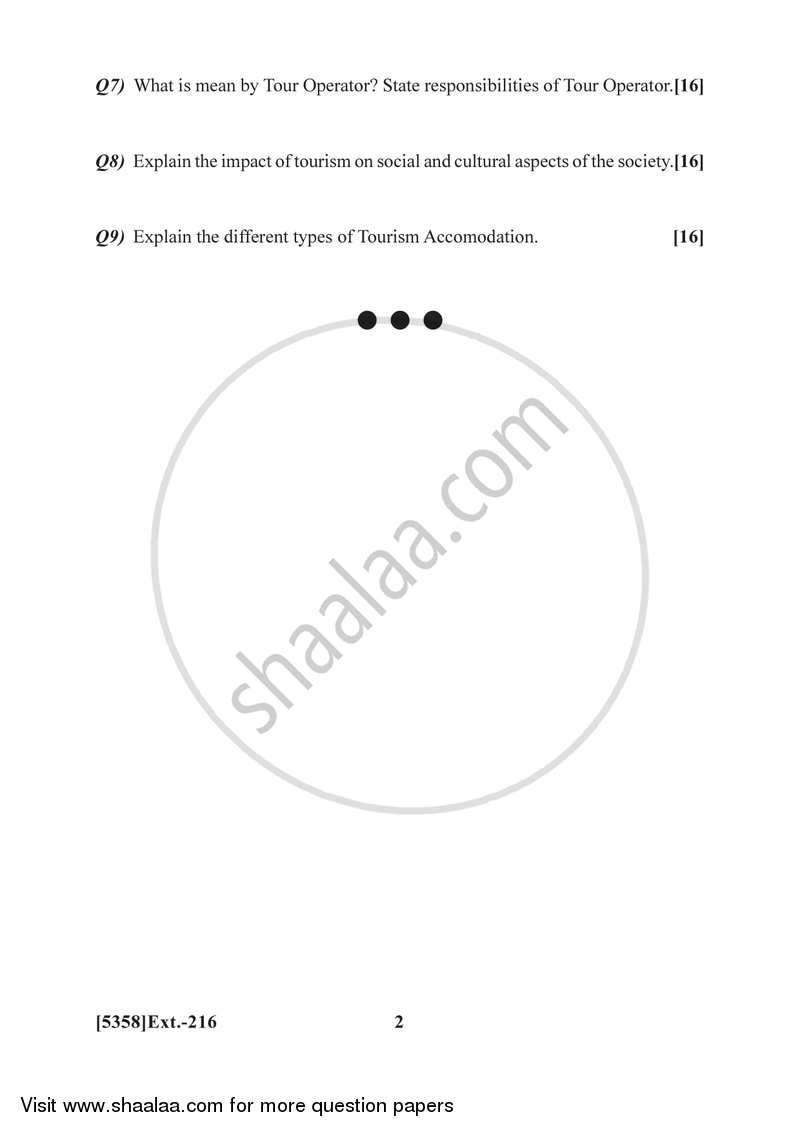 Insurance, Transport and Tourism 1 2017-2018 - B.Com. - 2nd Year (SYBcom) - University of Pune question paper with PDF download