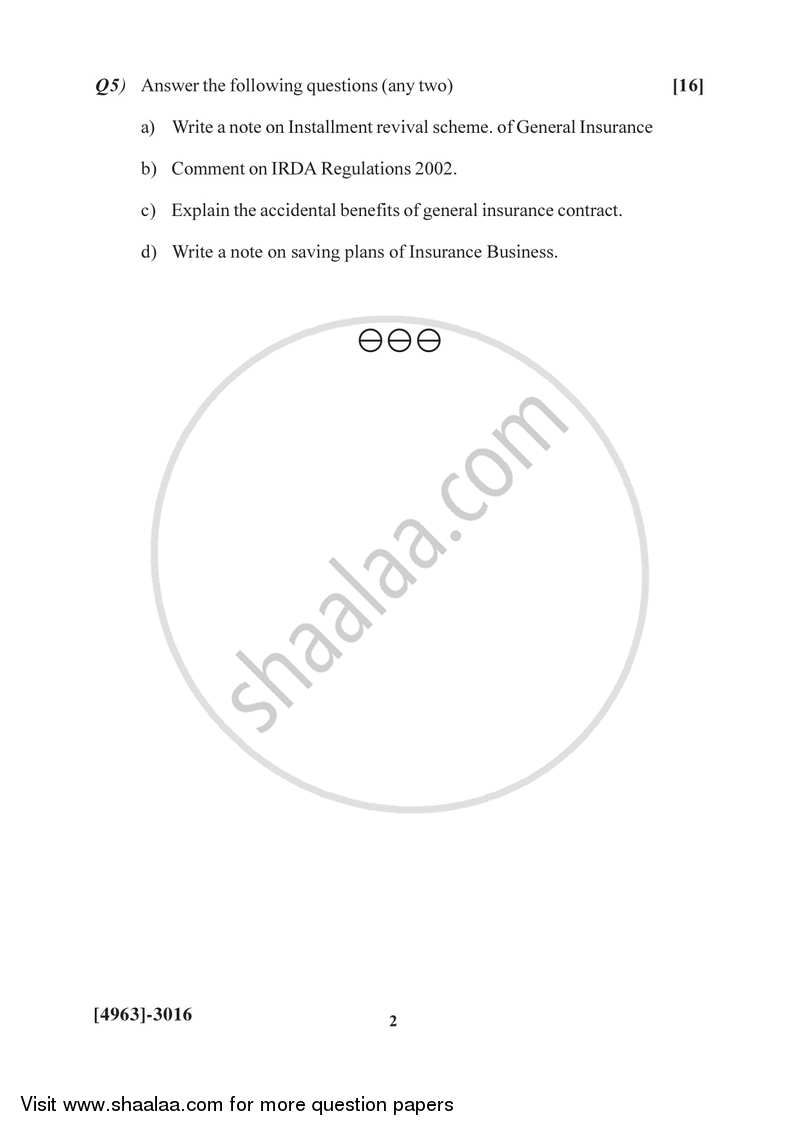 Insurance, Transport and Tourism 2 2015-2016 - B.Com. - 3rd Year (TYBcom) - University of Pune question paper with PDF download