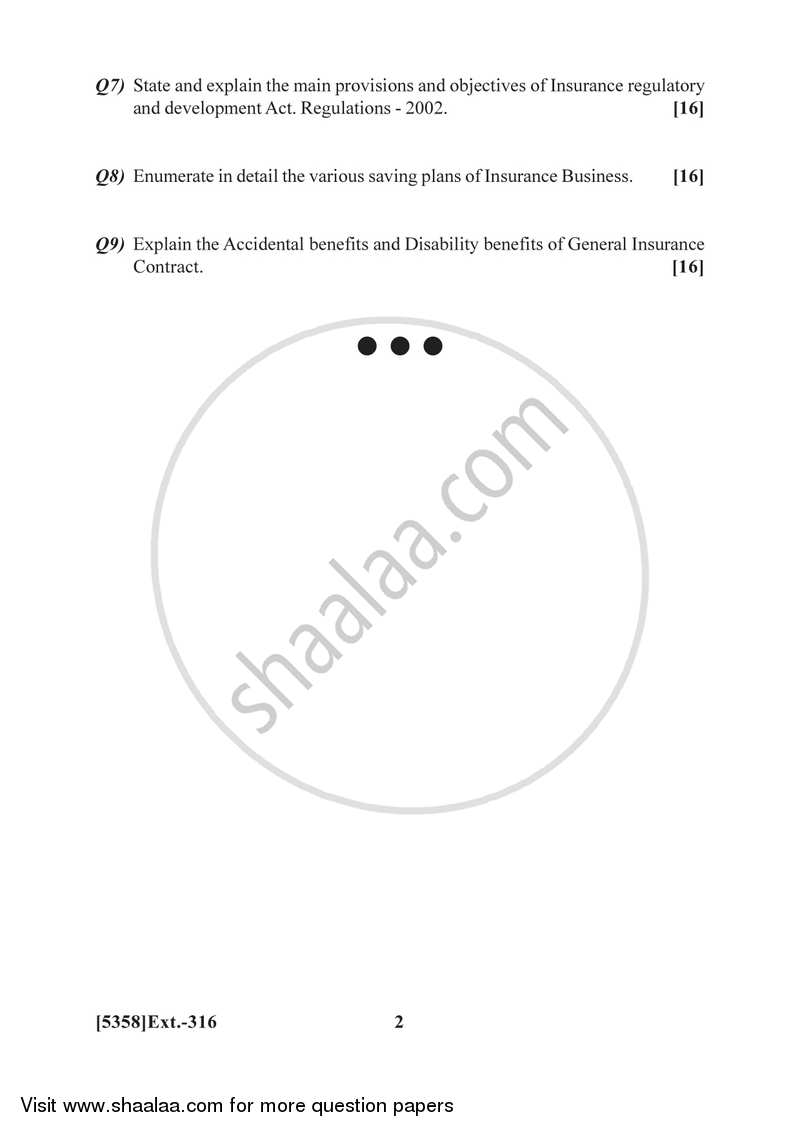 Insurance, Transport and Tourism 2 2017-2018 - B.Com. - 3rd Year (TYBcom) - University of Pune question paper with PDF download