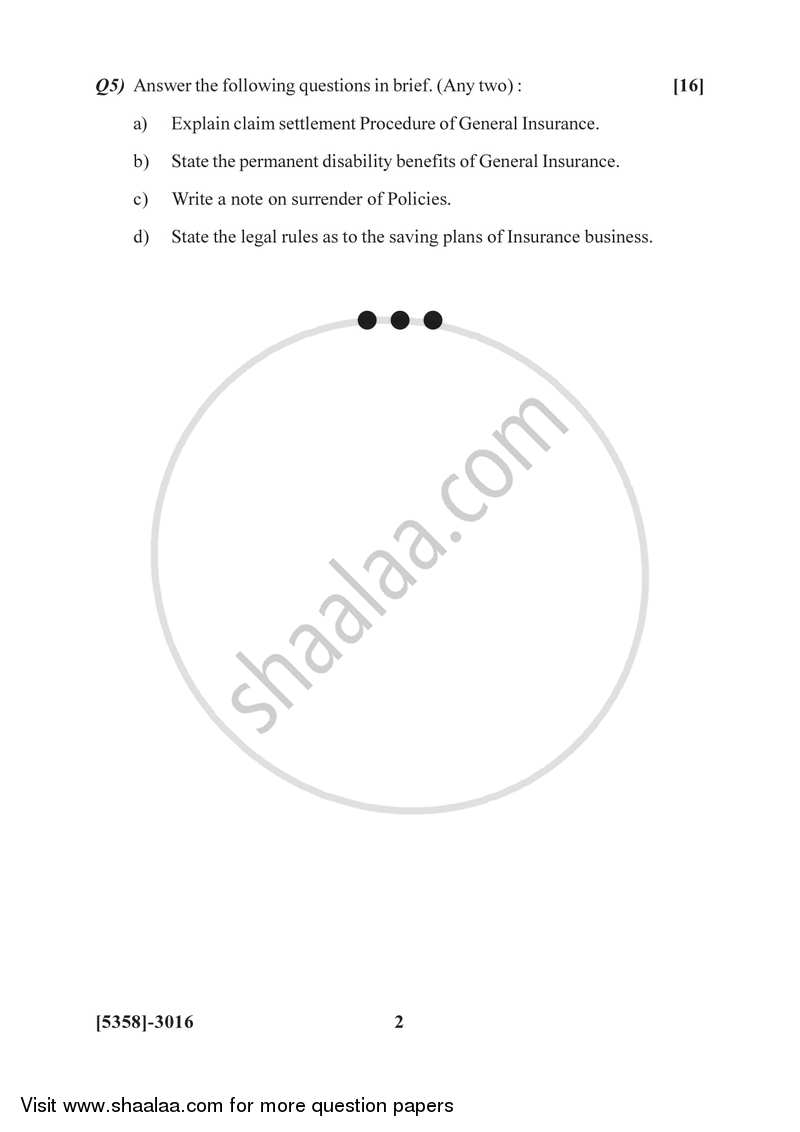 Insurance, Transport and Tourism 2 2017-2018 - B.Com. - 3rd Year (TYBcom) - University of Pune question paper with PDF download