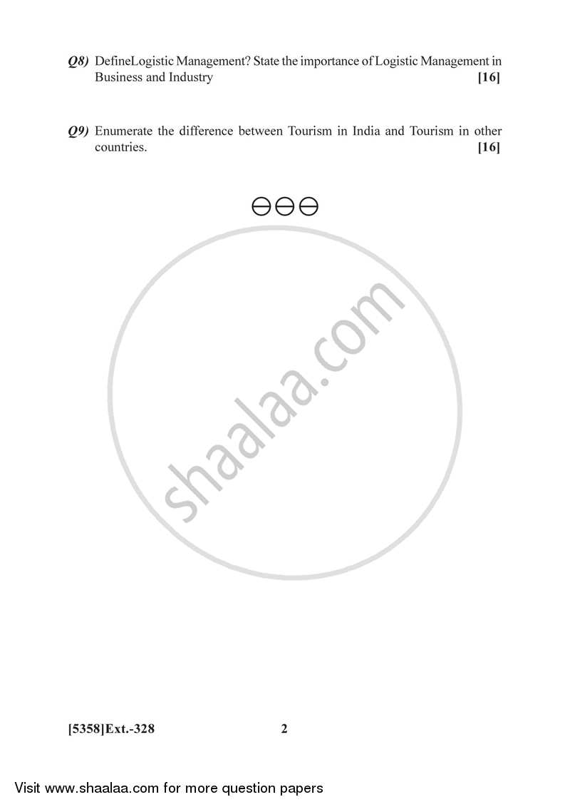 Insurance, Transport and Tourism 3 2017-2018 - B.Com. - 3rd Year (TYBcom) - University of Pune question paper with PDF download