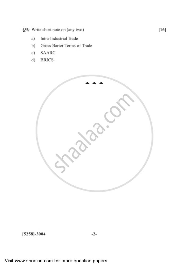 International Economics 2017-2018 - B.Com. - 3rd Year (TYBcom) - University of Pune question paper with PDF download