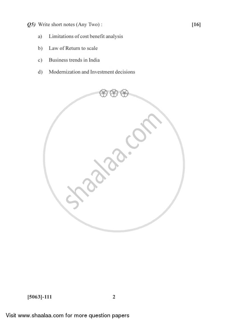 Managerial Economics 2016-2017 - B.Com. - 1st Year (FYBcom) - University of Pune question paper with PDF download