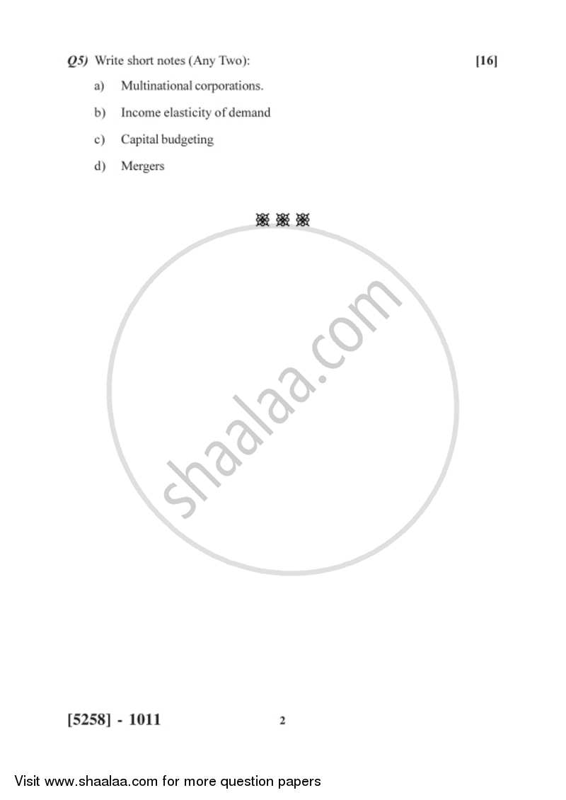 Managerial Economics 2017-2018 - B.Com. - 1st Year (FYBcom) - University of Pune question paper with PDF download