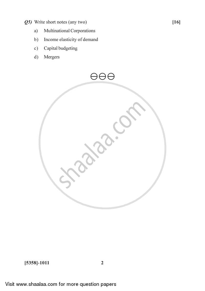 Managerial Economics 2017-2018 - B.Com. - 1st Year (FYBcom) - University of Pune question paper with PDF download