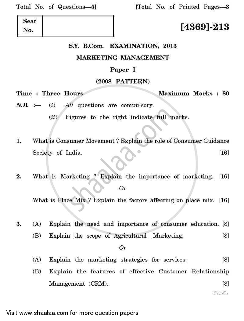 marketing management papers