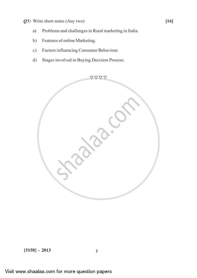 Marketing Management 1 2016-2017 - B.Com. - 2nd Year (SYBcom) - University of Pune question paper with PDF download