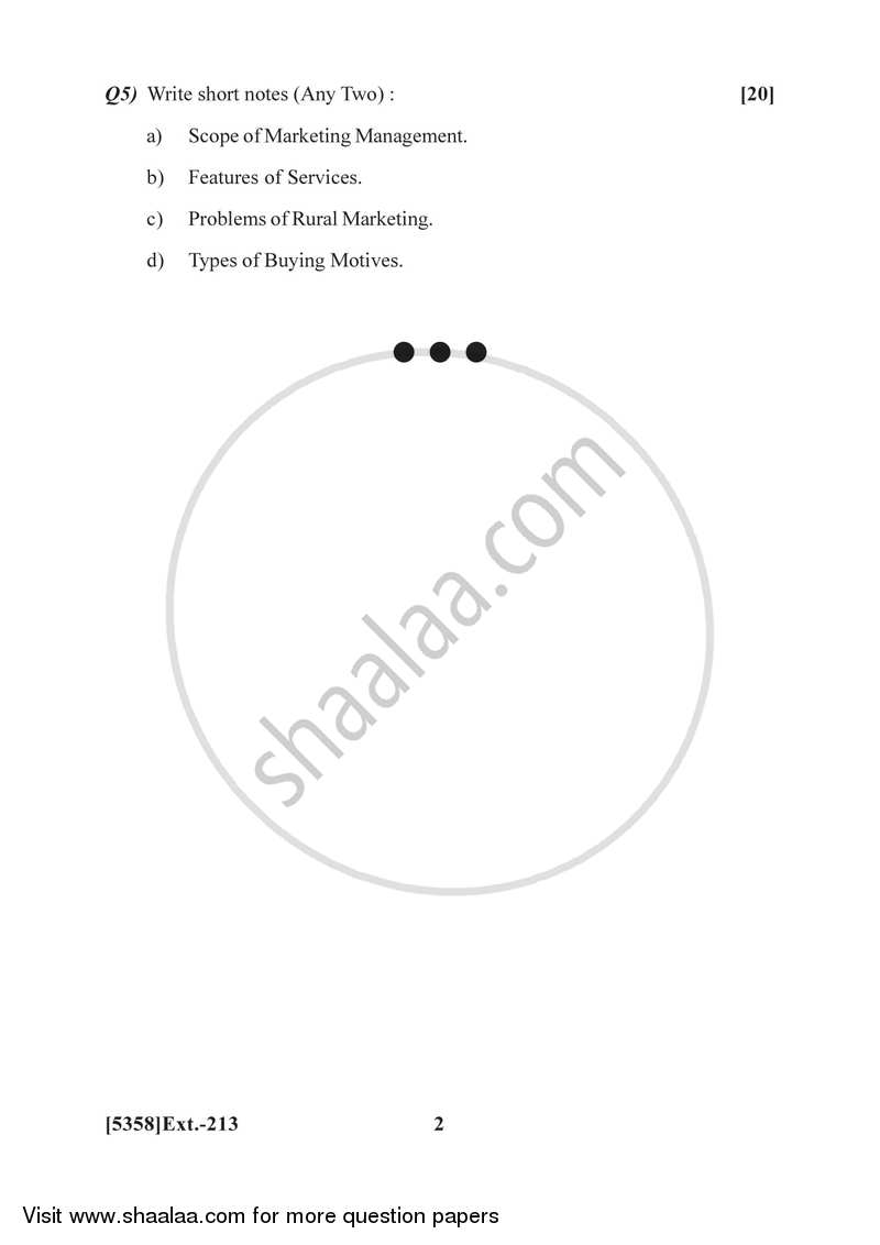 Marketing Management 1 2017-2018 - B.Com. - 2nd Year (SYBcom) - University of Pune question paper with PDF download