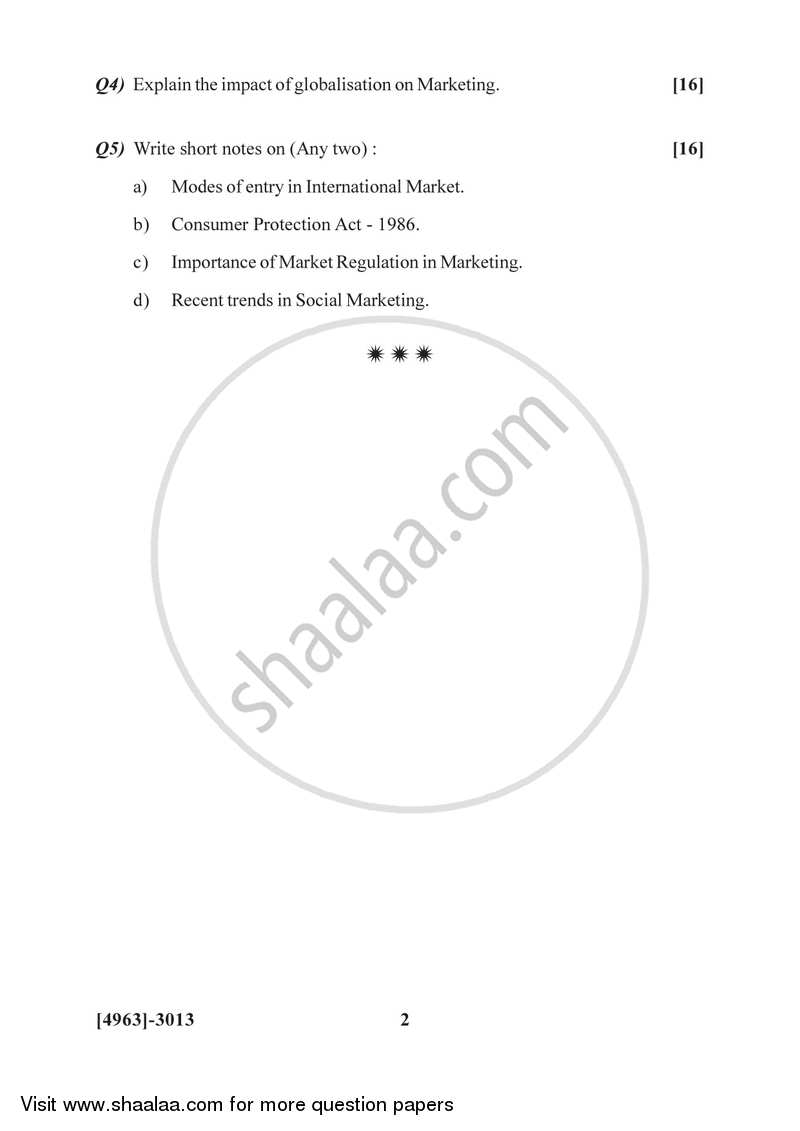 Marketing Management 2 2015-2016 - B.Com. - 3rd Year (TYBcom) - University of Pune question paper with PDF download