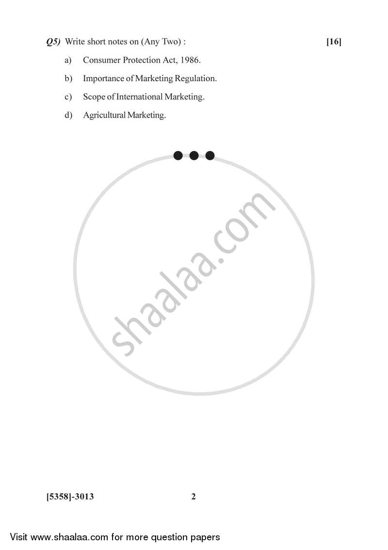 Marketing Management 2 2017-2018 - B.Com. - 3rd Year (TYBcom) - University of Pune question paper with PDF download