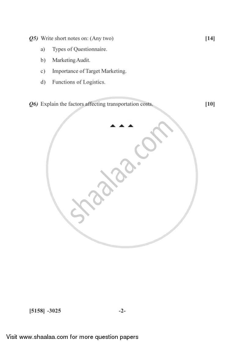 Marketing Management 3 2016-2017 - B.Com. - 3rd Year (TYBcom) - University of Pune question paper with PDF download