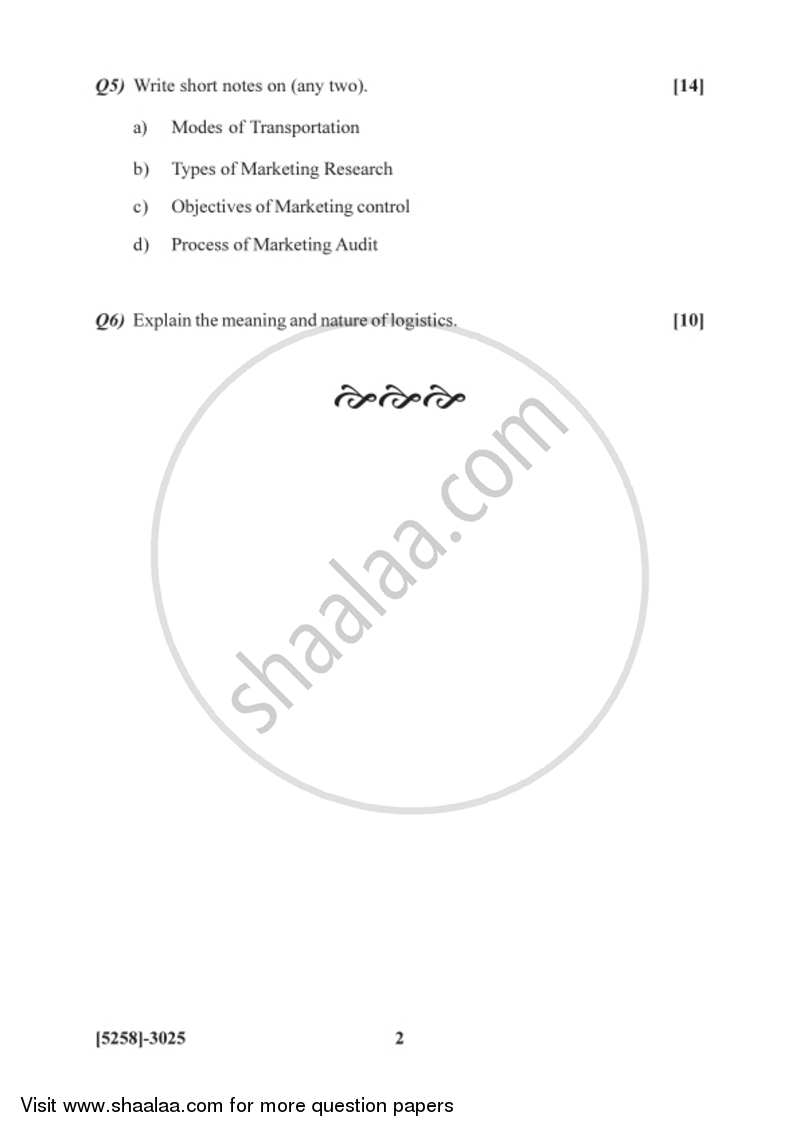 Marketing Management 3 2017-2018 - B.Com. - 3rd Year (TYBcom) - University of Pune question paper with PDF download