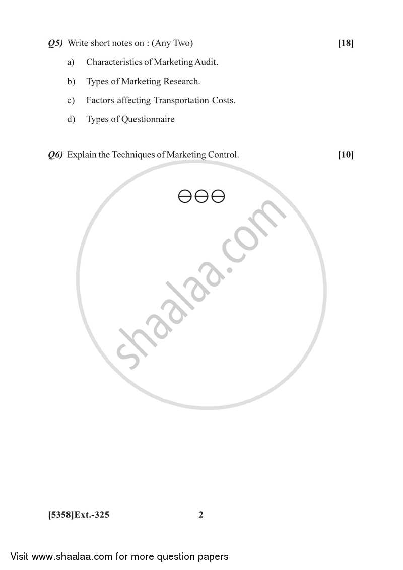 Marketing Management 3 2017-2018 - B.Com. - 3rd Year (TYBcom) - University of Pune question paper with PDF download