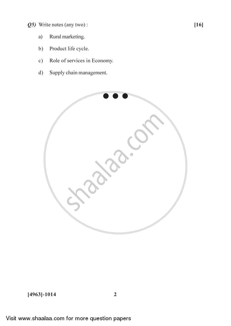 Marketing and Salesmanship 2015-2016 - B.Com. - 1st Year (FYBcom) - University of Pune question paper with PDF download