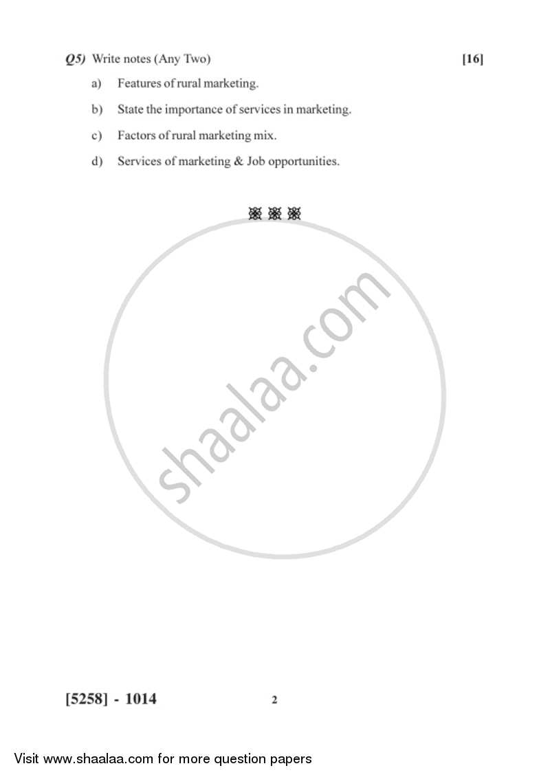 Marketing and Salesmanship 2017-2018 - B.Com. - 1st Year (FYBcom) - University of Pune question paper with PDF download