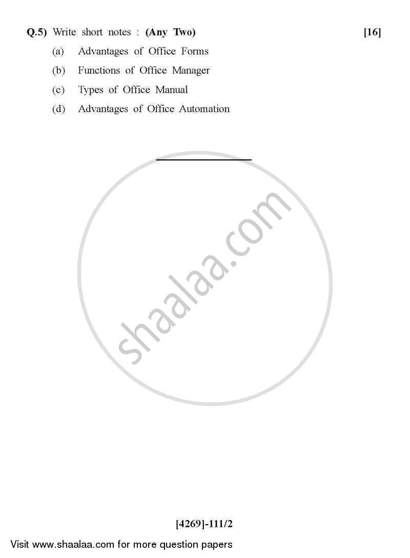Office Management and Secretarial Procedures 2012-2013 - B.Com. - 1st Year (FYBcom) - University of Pune question paper with PDF download