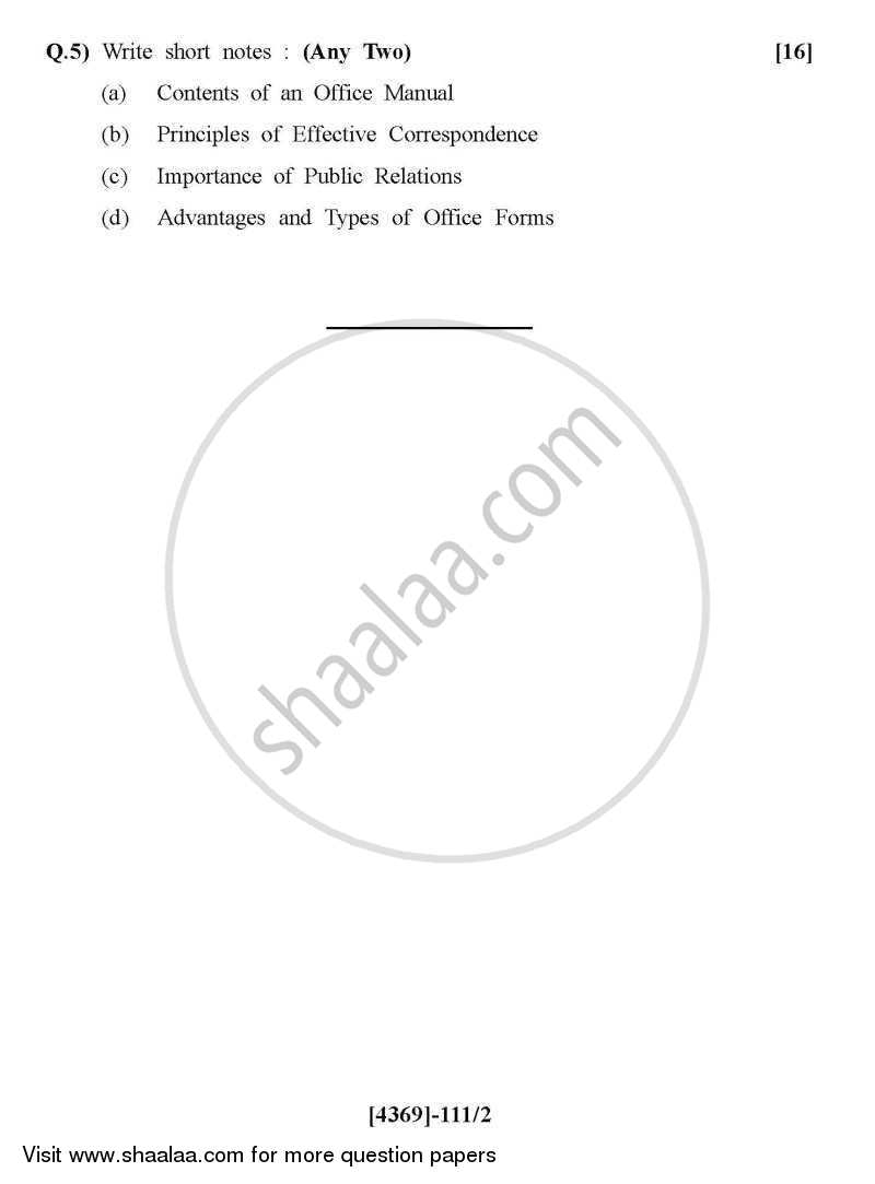 Office Management and Secretarial Procedures 2012-2013 - B.Com. - 1st Year (FYBcom) - University of Pune question paper with PDF download