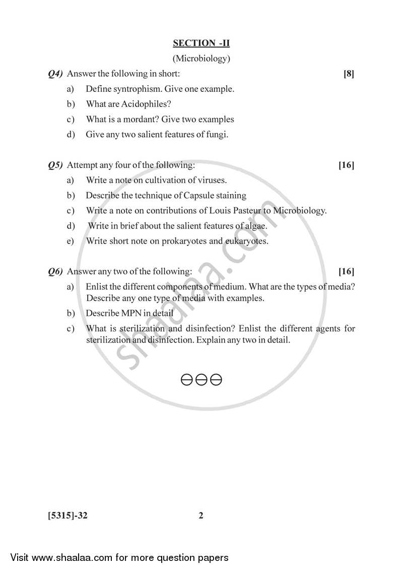 Biochemistry and Microbiology 2017-2018 Semester 2 (FYBSc) - University of Pune question paper with PDF download