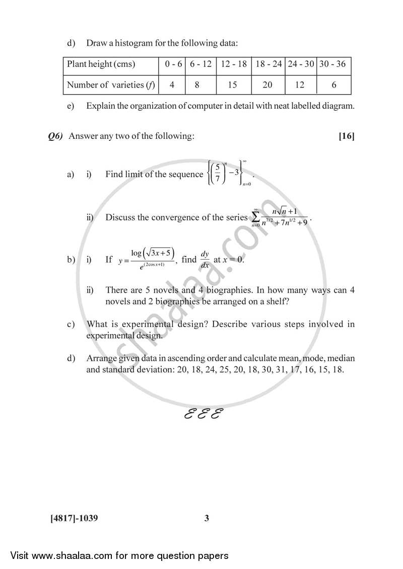 Biophysics and Instrumentation, Mathematics, Statistics and Computer Biologists 2015-2016 Semester 2 (FYBSc) - University of Pune question paper with PDF download