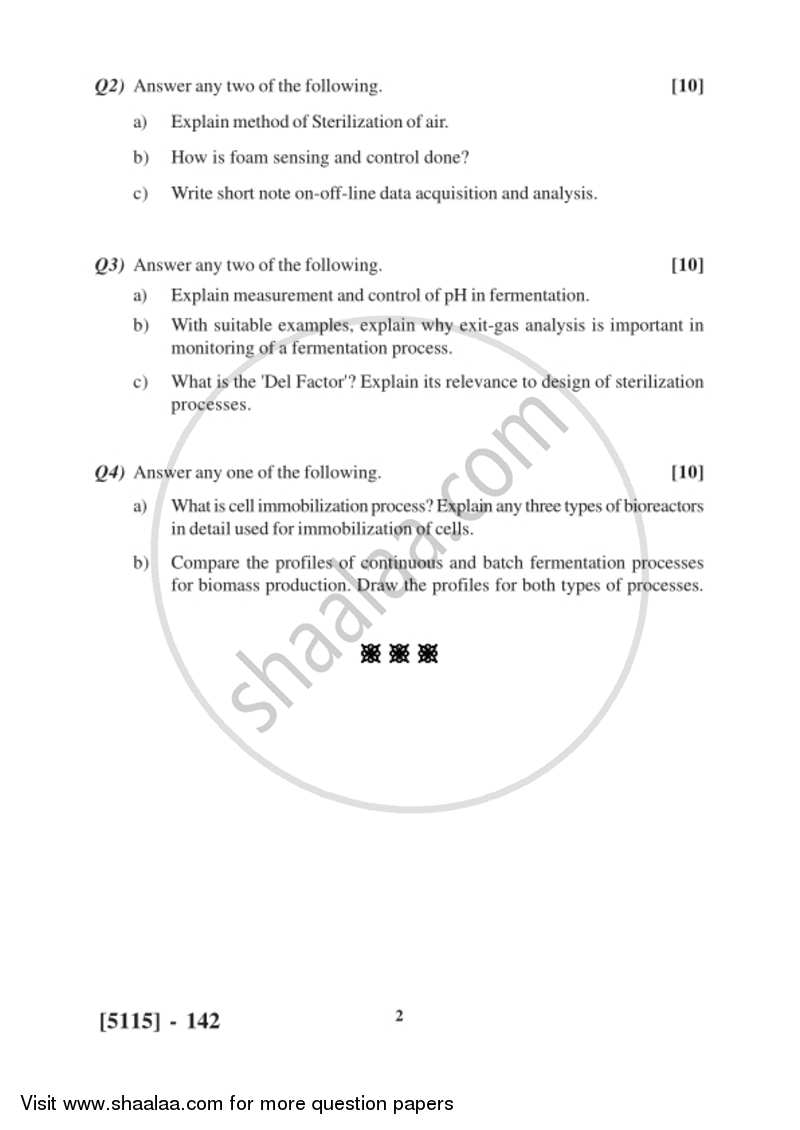 Bioreactors - Design and Operation 2016-2017 Semester 3 (FYBSc) - University of Pune question paper with PDF download