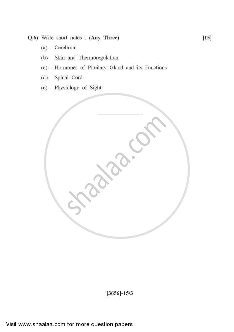 Human Anatomy and Physiology 2009-2010 - B.Pharm. - 1st Year - University of Pune question paper with PDF download