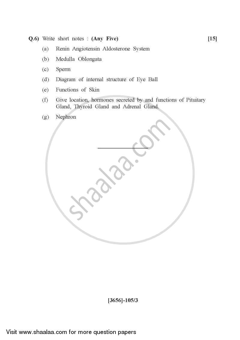 Human Anatomy and Physiology 2009-2010 - B.Pharm. - 1st Year - University of Pune question paper with PDF download