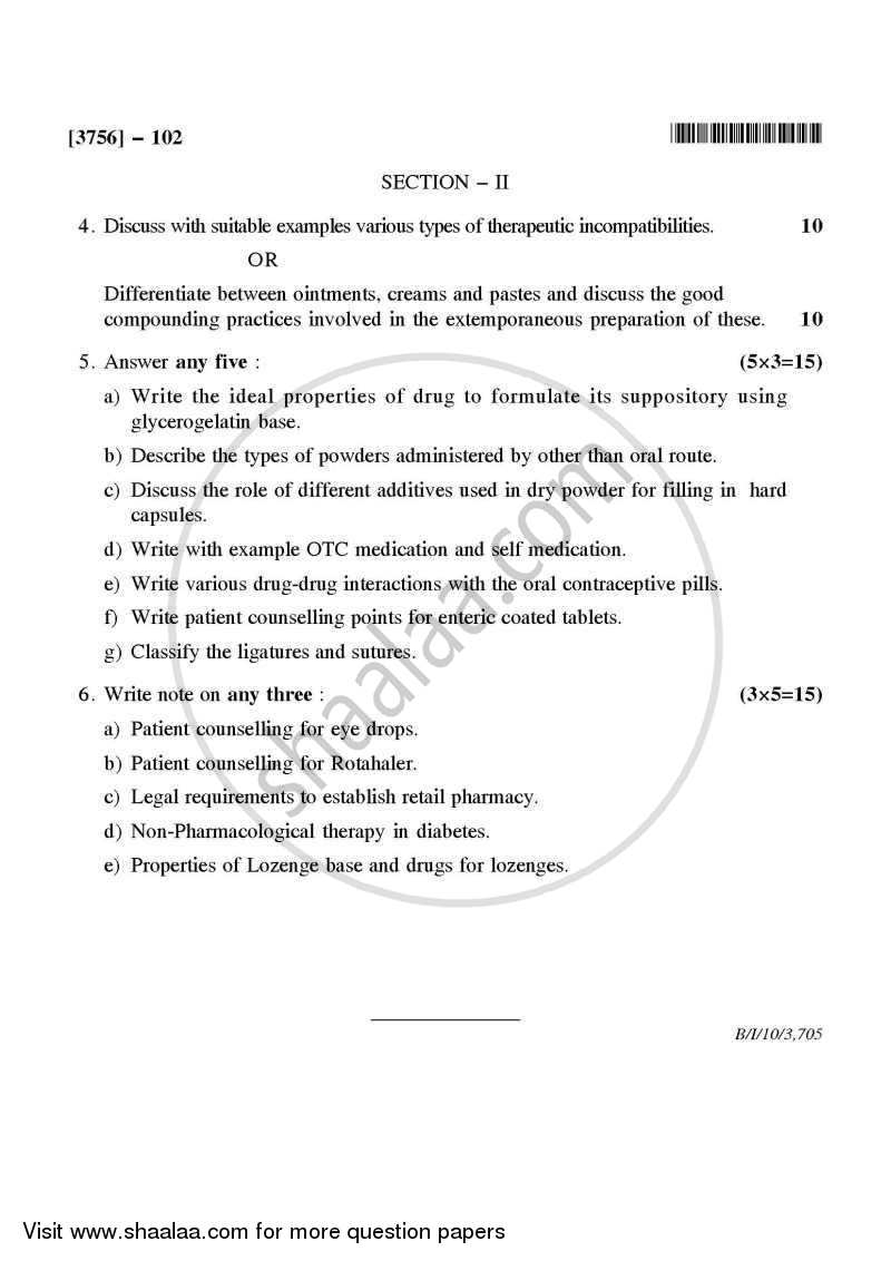 Modern Dispensing Practices 2008-2009 - B.Pharm. - 1st Year - University of Pune question paper with PDF download