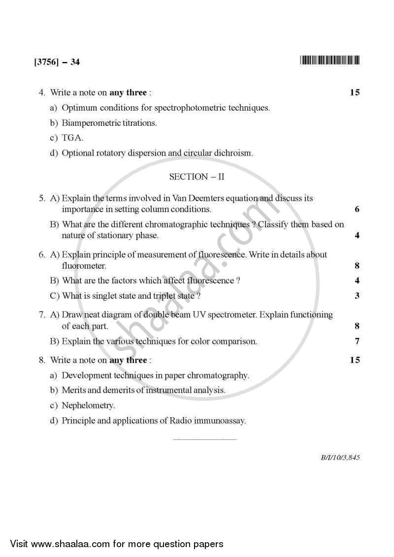 Pharmaceutical Analysis 2 2008-2009 - B.Pharm. - 3rd Year - University of Pune question paper with PDF download