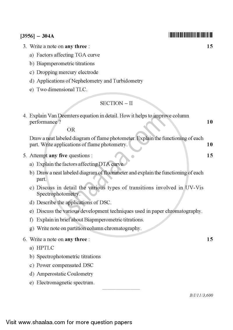 Pharmaceutical Analysis 2 2010-2011 - B.Pharm. - 3rd Year - University of Pune question paper with PDF download