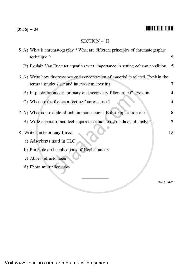 Pharmaceutical Analysis 2 2010-2011 - B.Pharm. - 3rd Year - University of Pune question paper with PDF download