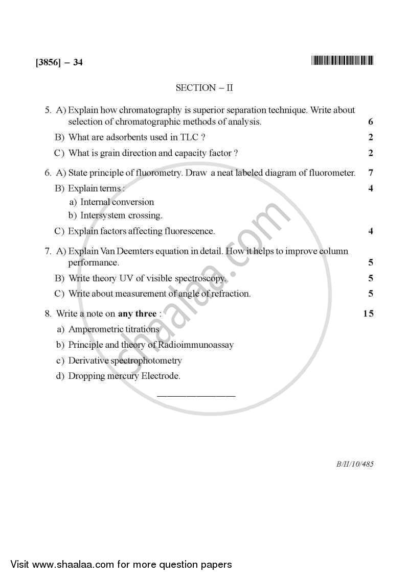 Pharmaceutical Analysis 2 2010-2011 - B.Pharm. - 3rd Year - University of Pune question paper with PDF download