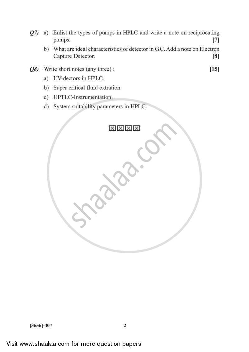 Pharmaceutical Analysis 3 2009-2010 - B.Pharm. - 4th Year - University of Pune question paper with PDF download