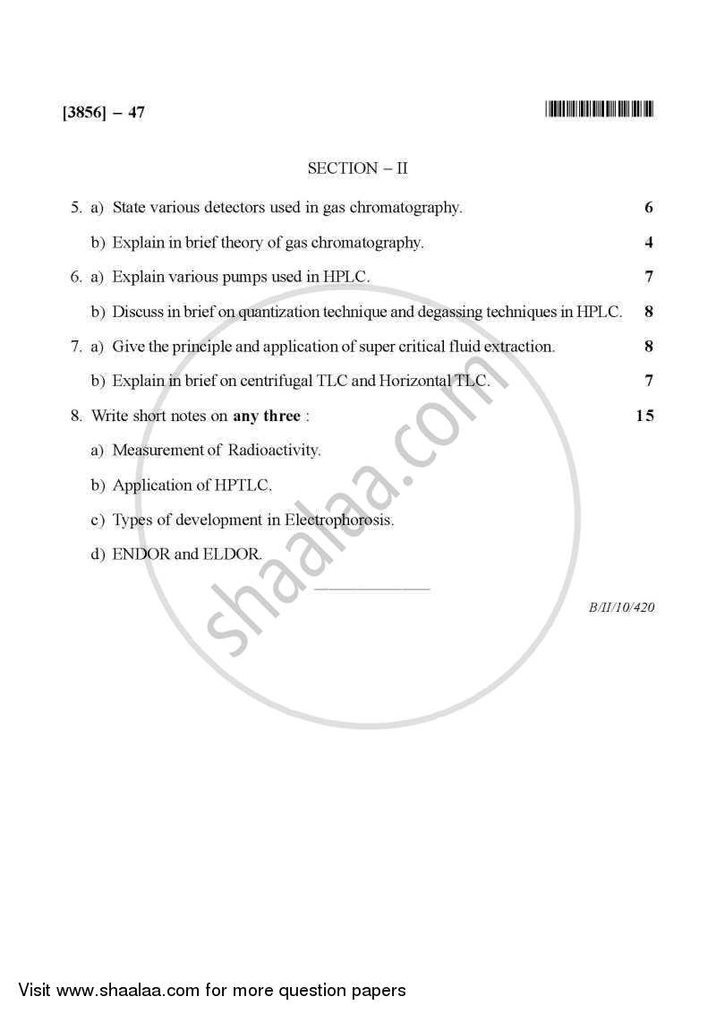 Pharmaceutical Analysis 3 2010-2011 - B.Pharm. - 4th Year - University of Pune question paper with PDF download