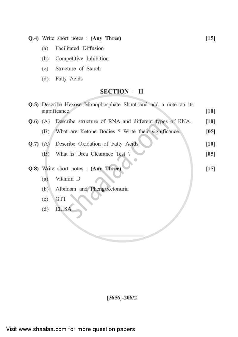 Pharmaceutical Biochemistry 2009-2010 - B.Pharm. - 2nd Year - University of Pune question paper with PDF download