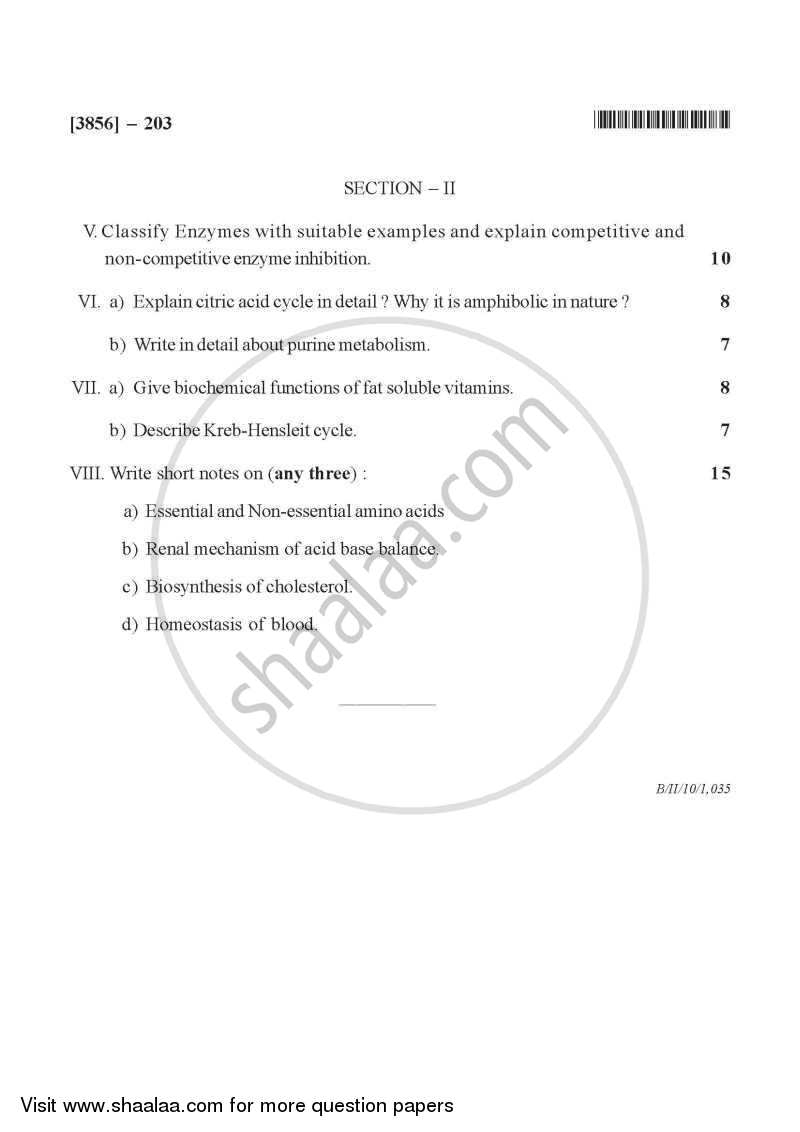 Pharmaceutical Biochemistry 2010-2011 - B.Pharm. - 2nd Year - University of Pune question paper with PDF download