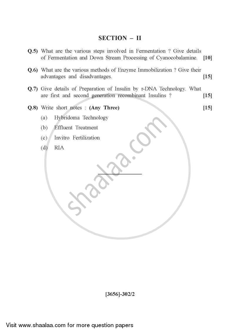 Pharmaceutical Biotechnology 2009-2010 - B.Pharm. - 3rd Year - University of Pune question paper with PDF download