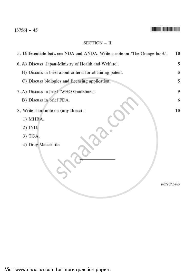 Pharmaceutical Jurisprudence 2008-2009 - B.Pharm. - 4th Year - University of Pune question paper with PDF download