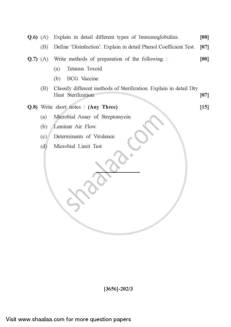 Pharmaceutical Microbiology and Immunology 2009-2010 - B.Pharm. - 2nd Year - University of Pune question paper with PDF download