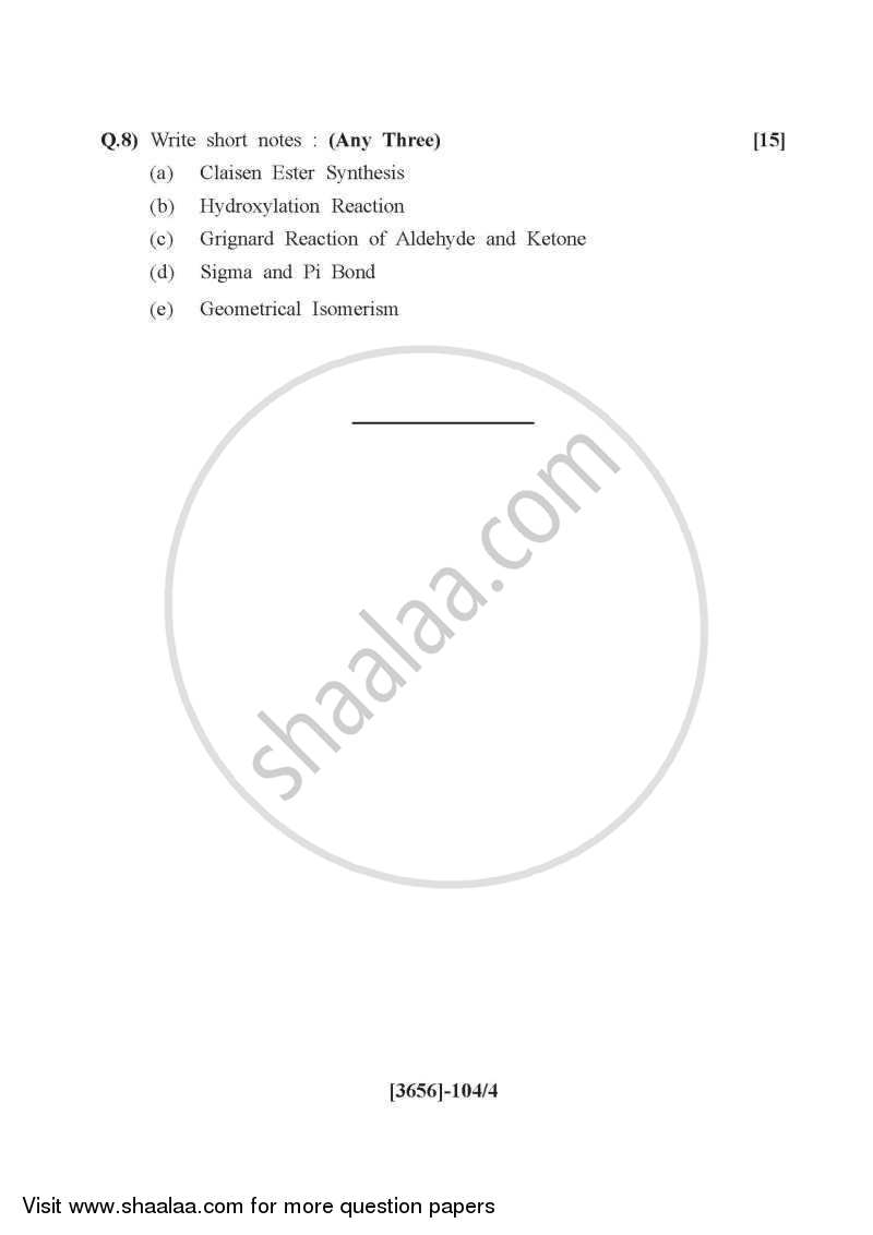 Pharmaceutical Organic Chemistry 1 2009-2010 - B.Pharm. - 1st Year - University of Pune question paper with PDF download