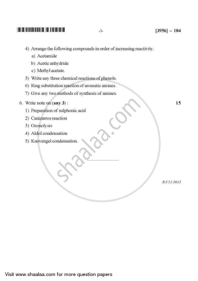 Pharmaceutical Organic Chemistry 1 2010-2011 - B.Pharm. - 1st Year - University of Pune question paper with PDF download
