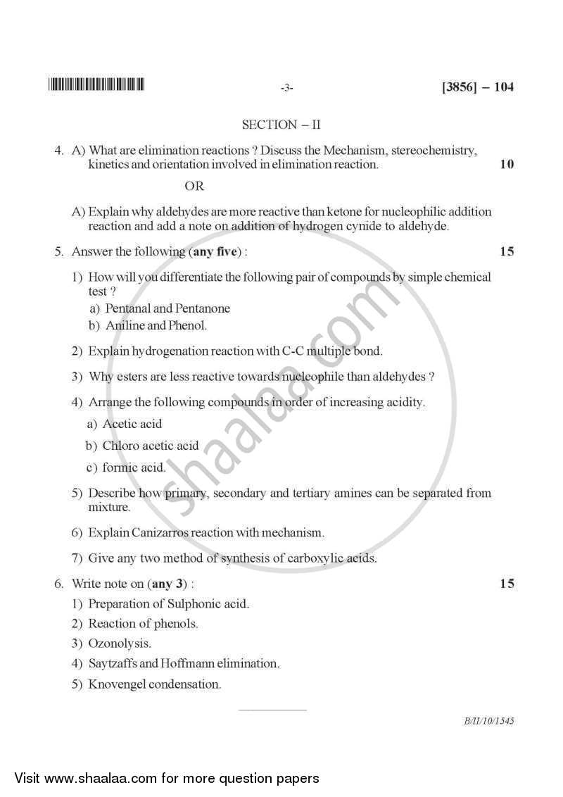 Pharmaceutical Organic Chemistry 1 2010-2011 - B.Pharm. - 1st Year - University of Pune question paper with PDF download